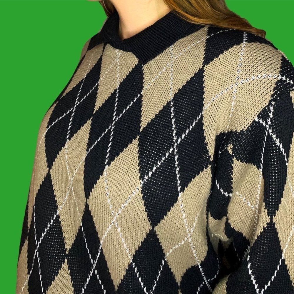Vintage Argyle Grandpa Sweater Alfred Dunner Sz L